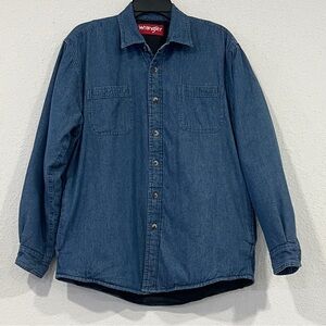 Wrangler Men's Blue 100% Cotton Denim Button Up Size Medium Shacket